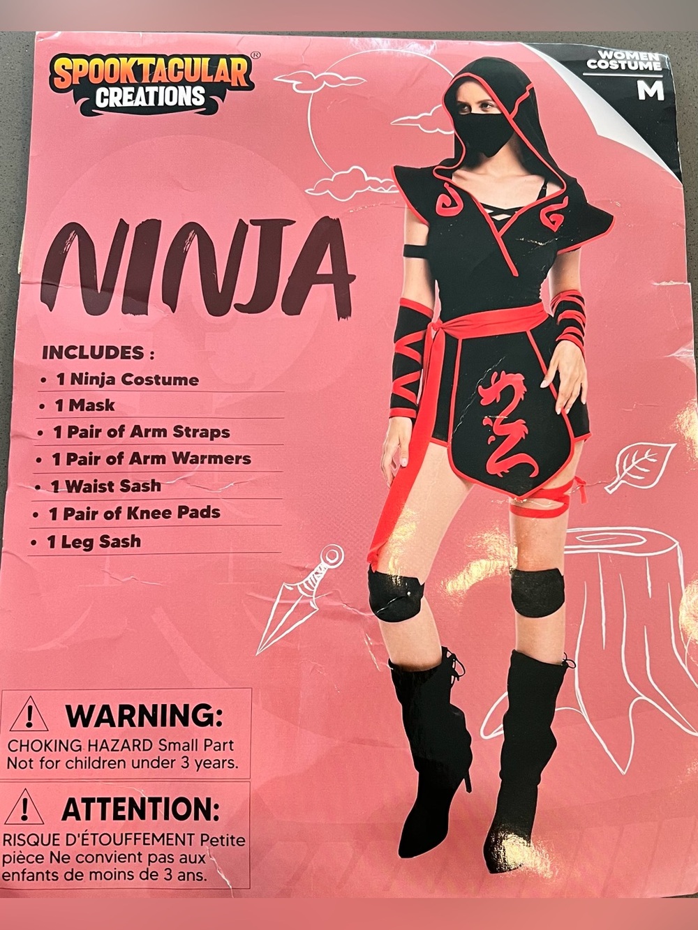 Adult Women Ninja Costume Halloween Cosplay Outfit Dress Set Size Medium EUC